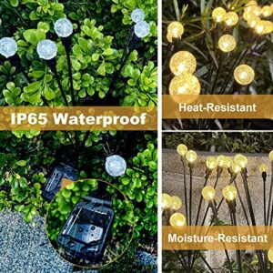 Solar Garden Lights, 4 Pack 8LED New Upgraded Solar Firefly Glass Ball Swaying Lights Outdoor Waterproof, 2 Modes Solar Outdoor Lights Garden Decorative Light Yard Patio Pathway Decoration, Warm White