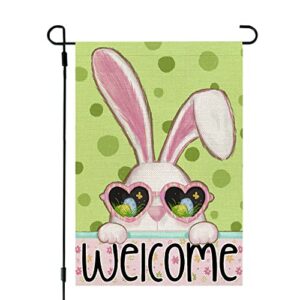 crowned beauty easter bunny garden flag 12×18 inch double sided for outside burlap small polka dots floral welcome yard holiday decoration