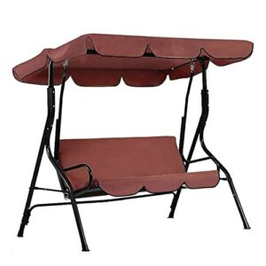 sdfpmo porch swing canopy cover set,removable cushions rainproof oxfords cloth garden patio outdoor rainproof swing canopy (brown)