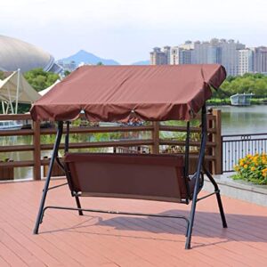 SDFPMO Porch Swing Canopy Cover Set,Removable Cushions Rainproof Oxfords Cloth Garden Patio Outdoor Rainproof Swing Canopy (Brown)