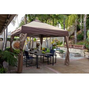 Z-Shade 10 x 10 Foot Lawn and Garden Event Outdoor Portable Canopy Gazebo Pop Up Shelter Tent with Skirts for Camping and Outdoor Parties, Tan