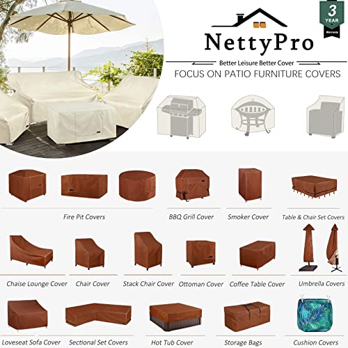 NettyPro Chaise Lounge Chair Covers Outdoor Waterproof Set 2, Patio Furniture Covers for Chaise Lounge Chairs, 76 x 26 x 32 Inch, Brown