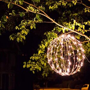 Elf Logic - 16" Outdoor LED Light Ball Hanging Tree Globe Light - Outdoor Holiday Light Ball Decor (16" Ball Plug in)