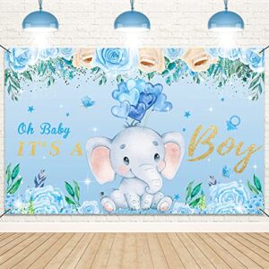 boy baby shower backdrop decorations elephant baby shower party banner it’s a boy baby shower banner blue baby elephant baby shower background decorations for boy baby shower birthday