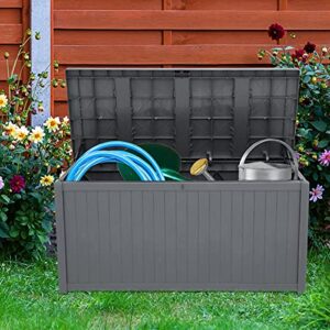 YANVCXRF 113gal 430L Outdoor Garden Plastic Storage Deck Box Chest Tools Cushions Toys Lockable Seat Waterproof