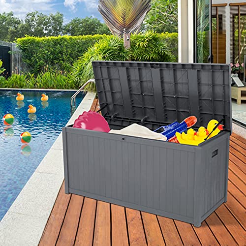 YANVCXRF 113gal 430L Outdoor Garden Plastic Storage Deck Box Chest Tools Cushions Toys Lockable Seat Waterproof