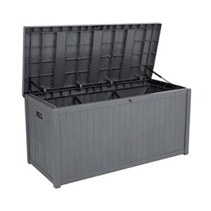 YANVCXRF 113gal 430L Outdoor Garden Plastic Storage Deck Box Chest Tools Cushions Toys Lockable Seat Waterproof