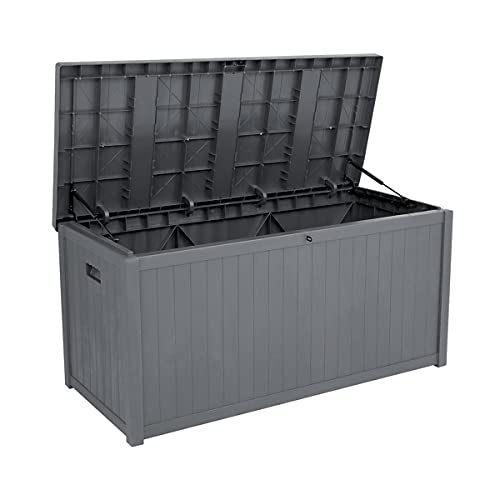 YANVCXRF 113gal 430L Outdoor Garden Plastic Storage Deck Box Chest Tools Cushions Toys Lockable Seat Waterproof