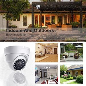 2MP Dome TVI AHD CCTV Surveillance Security Camera, 2.8mm 100° Wide Viewing Angle, 1080P Dome Camera, 65ft Night Vision, Outdoor, Compatible with Analog TVI AHD CVI DVR, Full Metal Housing