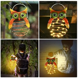 Tomshine Owl Solar Lights Outdoor, Pineapple Hanging Solar Lanterns, Metal Waterproof Solar Garden Lights Decorative for Pathway,Yard, Lawn 2 Pack