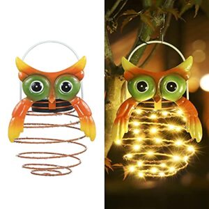 Tomshine Owl Solar Lights Outdoor, Pineapple Hanging Solar Lanterns, Metal Waterproof Solar Garden Lights Decorative for Pathway,Yard, Lawn 2 Pack