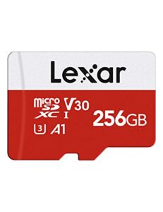 lexar 256gb micro sd card, microsdxc uhs-i flash memory card with adapter – up to 100mb/s, a1, u3, class10, v30, high speed tf card