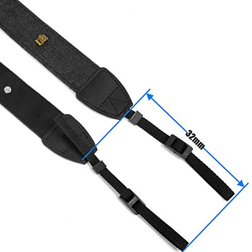 WANBY Camera Strap Black Canvas Neck Shoulder Strap with Quick Release Buckles for DSLR SLR