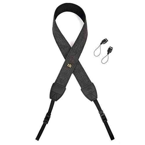 WANBY Camera Strap Black Canvas Neck Shoulder Strap with Quick Release Buckles for DSLR SLR