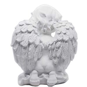 Kneeling Praying Cherub Angel Statue Figurine Indoor Outdoor Home Garden Guardian Decorative Church Boy Girl Baptism Wings Angel Statue Sculpture Memorial Statue, White, 6.25" x 5"