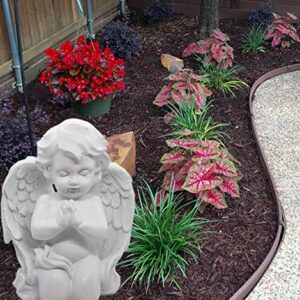 Kneeling Praying Cherub Angel Statue Figurine Indoor Outdoor Home Garden Guardian Decorative Church Boy Girl Baptism Wings Angel Statue Sculpture Memorial Statue, White, 6.25" x 5"