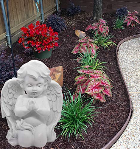 Kneeling Praying Cherub Angel Statue Figurine Indoor Outdoor Home Garden Guardian Decorative Church Boy Girl Baptism Wings Angel Statue Sculpture Memorial Statue, White, 6.25" x 5"