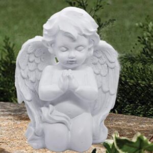 Kneeling Praying Cherub Angel Statue Figurine Indoor Outdoor Home Garden Guardian Decorative Church Boy Girl Baptism Wings Angel Statue Sculpture Memorial Statue, White, 6.25" x 5"