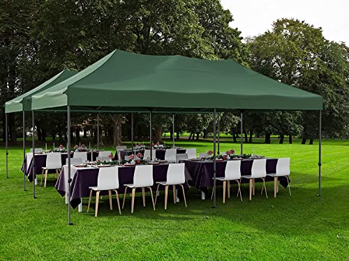 JOINATRE S-69 10'x20' Heavy Duty Pop Up Canopy Tent, Commercial Instant Canopy with Sidewalls, Outdoor Canopy Tent with 4 Sand Bags & Roller Bag, Waterproof Tent for Patio, Backyard, Garden, Green