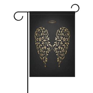 oprint elegant angel golden wings and halo garden flag banner 12 x 18 inch double sided polyester home decor