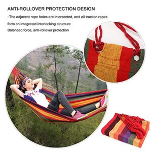 QUANYONG Outdoor Double 2 Person Garden Hammock Camping Hammock, Portable Tree Hammock with Outer Bag, Perfect for Camping Outdoor/Indoor Patio Backyard(Double,Rainbow)