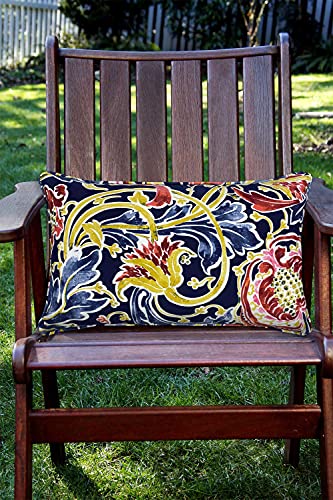 FBTS Prime Pack of 2 Outdoor Waterproof Decorative Lumbar Pillows with Inserts for Patio Furniture, 20x12 Inch Fade Resistant Patio Garden Lumbar Cushions for Couch Bed Sofa, Jacobean Navy