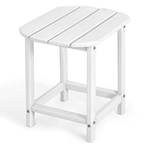 giantex side table outdoor small patio table 18” adirondack table, weather resistant, outside square tea table for patio, backyard, poolside, garden, balcony outdoor beside end tables (1, white)