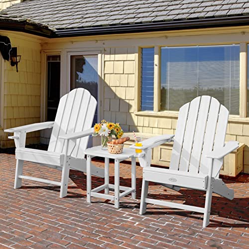 Giantex Side Table Outdoor Small Patio Table 18” Adirondack Table, Weather Resistant, Outside Square Tea Table for Patio, Backyard, Poolside, Garden, Balcony Outdoor Beside End Tables (1, White)