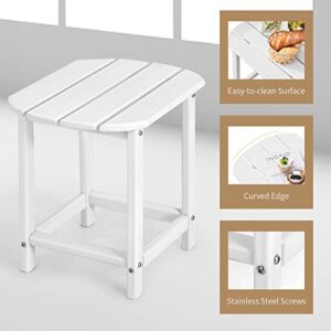 Giantex Side Table Outdoor Small Patio Table 18” Adirondack Table, Weather Resistant, Outside Square Tea Table for Patio, Backyard, Poolside, Garden, Balcony Outdoor Beside End Tables (1, White)