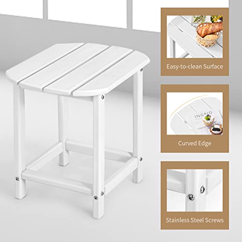 Giantex Side Table Outdoor Small Patio Table 18” Adirondack Table, Weather Resistant, Outside Square Tea Table for Patio, Backyard, Poolside, Garden, Balcony Outdoor Beside End Tables (1, White)