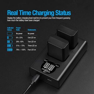 ENEGON NP-FW50 Battery (2-Pack,1300mAh) and Dual Charger for Sony A6000, A6400, A6300, A6500, A7, A7II, A7RII, A7SII, A7S, A7S2, A7R, A7R2, A55, A5100, RX10 Accessories