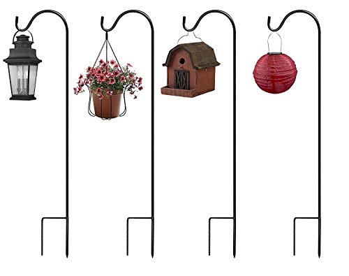 Sorbus® Shepherd's Hooks - Set of 4 Extendable Garden Planter Stakes for Bird Feeders, Outdoor Décor, Plants, Lights, Lanterns, Flower Baskets, and More! Heavy Duty - Up to 6.5 Lbs. (4 Pack)
