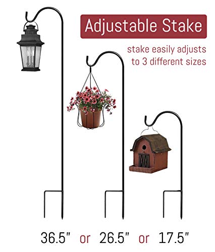 Sorbus® Shepherd's Hooks - Set of 4 Extendable Garden Planter Stakes for Bird Feeders, Outdoor Décor, Plants, Lights, Lanterns, Flower Baskets, and More! Heavy Duty - Up to 6.5 Lbs. (4 Pack)