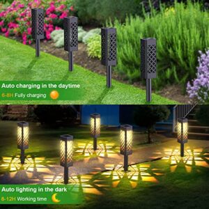 WdtPro Solar Pathway Lights, 8 Pack Solar Lights Outdoor Decorative Super Bright Warm White & Bigger Solar Panel, Auto On/Off Garden Lights Waterproof Solar Landscape Lighting for Yard Patio Walkway