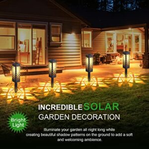 WdtPro Solar Pathway Lights, 8 Pack Solar Lights Outdoor Decorative Super Bright Warm White & Bigger Solar Panel, Auto On/Off Garden Lights Waterproof Solar Landscape Lighting for Yard Patio Walkway