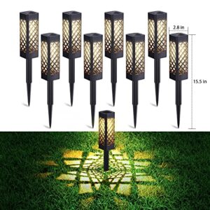 WdtPro Solar Pathway Lights, 8 Pack Solar Lights Outdoor Decorative Super Bright Warm White & Bigger Solar Panel, Auto On/Off Garden Lights Waterproof Solar Landscape Lighting for Yard Patio Walkway