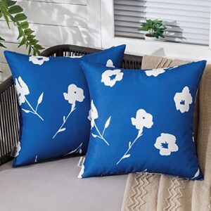 miulee outdoor pillow covers 18×18 inch navy blue set of 2 spring pillowcase waterproof printed cushion covers water resistant pillowcases for summer sofa balcony couch patio furniture garden