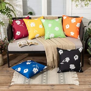 MIULEE Outdoor Pillow Covers 18x18 Inch Navy Blue Set of 2 Spring Pillowcase Waterproof Printed Cushion Covers Water Resistant Pillowcases for Summer Sofa Balcony Couch Patio Furniture Garden