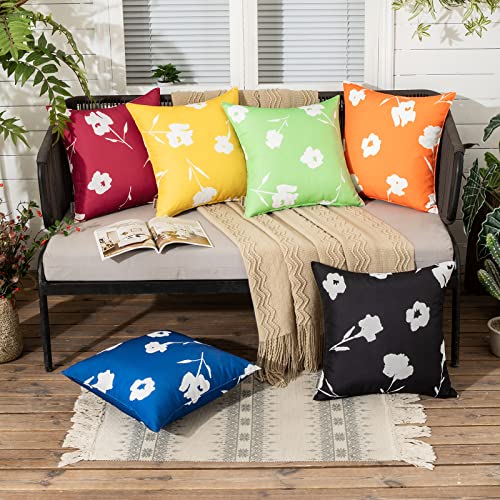 MIULEE Outdoor Pillow Covers 18x18 Inch Navy Blue Set of 2 Spring Pillowcase Waterproof Printed Cushion Covers Water Resistant Pillowcases for Summer Sofa Balcony Couch Patio Furniture Garden