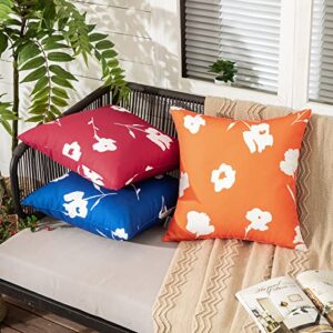 MIULEE Outdoor Pillow Covers 18x18 Inch Navy Blue Set of 2 Spring Pillowcase Waterproof Printed Cushion Covers Water Resistant Pillowcases for Summer Sofa Balcony Couch Patio Furniture Garden