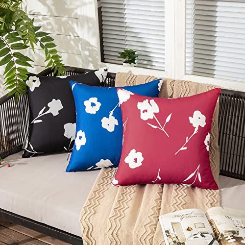 MIULEE Outdoor Pillow Covers 18x18 Inch Navy Blue Set of 2 Spring Pillowcase Waterproof Printed Cushion Covers Water Resistant Pillowcases for Summer Sofa Balcony Couch Patio Furniture Garden