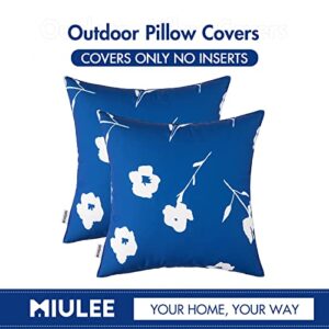 MIULEE Outdoor Pillow Covers 18x18 Inch Navy Blue Set of 2 Spring Pillowcase Waterproof Printed Cushion Covers Water Resistant Pillowcases for Summer Sofa Balcony Couch Patio Furniture Garden