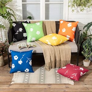 MIULEE Outdoor Pillow Covers 18x18 Inch Navy Blue Set of 2 Spring Pillowcase Waterproof Printed Cushion Covers Water Resistant Pillowcases for Summer Sofa Balcony Couch Patio Furniture Garden