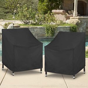 SunPatio Outdoor Chair Covers 2 Pack, Waterproof Patio Deep Seated Lounge Chair Covers, Durable FadeStop Patio Furniture Covers with Air Vent and Drawstring for All Weather, 27" W x 34" D x 32" H