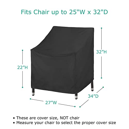 SunPatio Outdoor Chair Covers 2 Pack, Waterproof Patio Deep Seated Lounge Chair Covers, Durable FadeStop Patio Furniture Covers with Air Vent and Drawstring for All Weather, 27" W x 34" D x 32" H