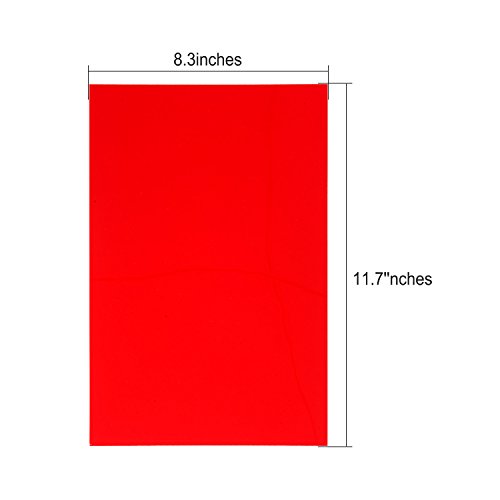 9 Pack Gel Filter Colored Correction Gel Light Filter Transparent Color Film Plastic Sheets, 11.7 by 8.3 Inches (Red)