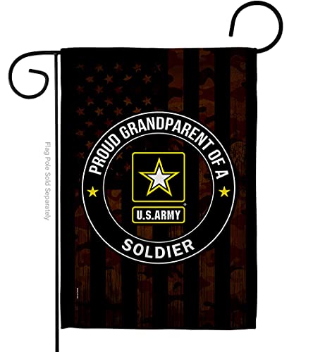 US MILITARY Army Proud Grandparent Soldier Armed Forces Double-Sided Lawn Decoration Gift House Garden Yard Banner United State American Military Veteran, 12" x 18.5 Made in USA