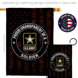 US MILITARY Army Proud Grandparent Soldier Armed Forces Double-Sided Lawn Decoration Gift House Garden Yard Banner United State American Military Veteran, 12" x 18.5 Made in USA