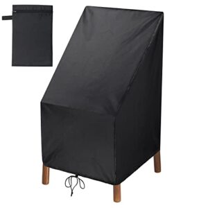 anglecai patio chair cover, outdoor chair cover waterproof lounge deep seat cover garden stack chair cover with storage bag, black heavy duty windproof lawn chair cover, 25″ l x 25″ w x 47″ h