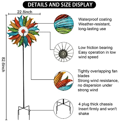 aboxoo 360 Wind Spinner,Extra Large Wind Spinners 22.8in Outdoor Clearance Metal Kinetic Spinners with Strong Wind Resistance,Garden Windmill for Yard and Garden Lawn